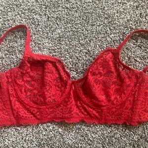 Red lace Prima Donna Bra size 34D.